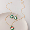 Festive Alloy Santa Claus Dripping Oil Jewelry Set With Geometric Earrings And Necklace For Unisex Holiday Wear