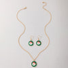 Festive Alloy Santa Claus Dripping Oil Jewelry Set With Geometric Earrings And Necklace For Unisex Holiday Wear