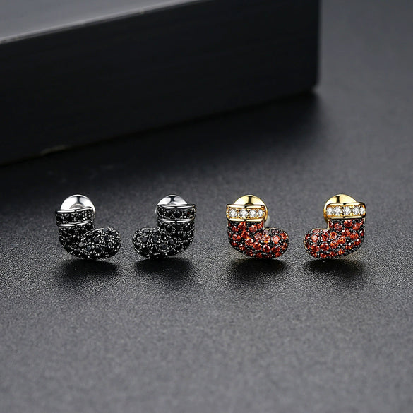 Festive Bootshaped Copper Earrings With Colorful Zircon Accents For Women Creative Statement Ear Jewelry