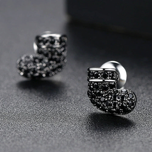Festive Bootshaped Copper Earrings With Colorful Zircon Accents For Women Creative Statement Ear Jewelry