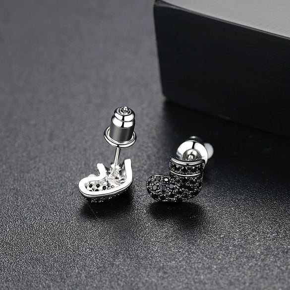 Festive Bootshaped Copper Earrings With Colorful Zircon Accents For Women Creative Statement Ear Jewelry