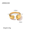 Fine Polished Gold Plated Stainless Steel Chunky Women Adjustable Opening Ring With Geometric Design