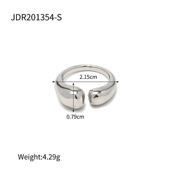 Fine Polished Gold Plated Stainless Steel Chunky Women Adjustable Opening Ring With Geometric Design