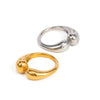 Fine Polished Gold Plated Stainless Steel Chunky Women Adjustable Opening Ring With Geometric Design