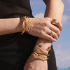 Fine Polished Multilayered Stainless Steel Bracelet With 18K Real Gold Nonfading Electroplated Mud Diamond Fashionable Geometry Style