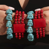 Finely Carved Natural Stone And Stainless Steel Geometric Beaded Bracelets With Maitreya Buddha Design Electroplated For Men And Women