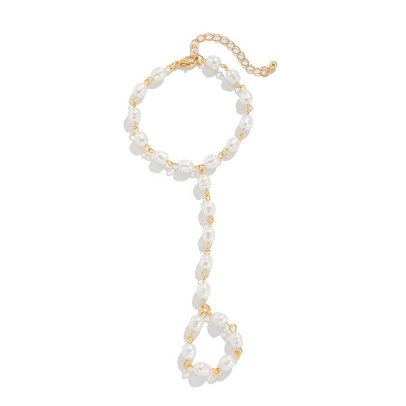Finger Bracelet Hand Back Chain Imitation Pearl Geometric Handmade