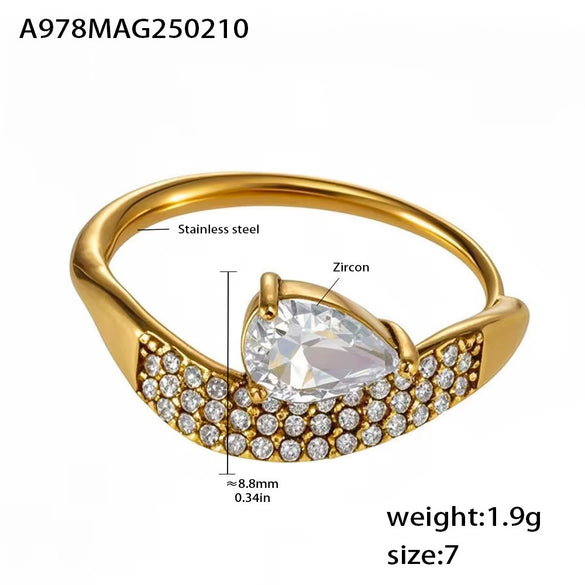 Finger Ring Titanium Steel Geometric Light Luxury 18K Gold Plated