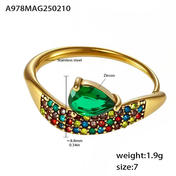 Finger Ring Titanium Steel Geometric Light Luxury 18K Gold Plated