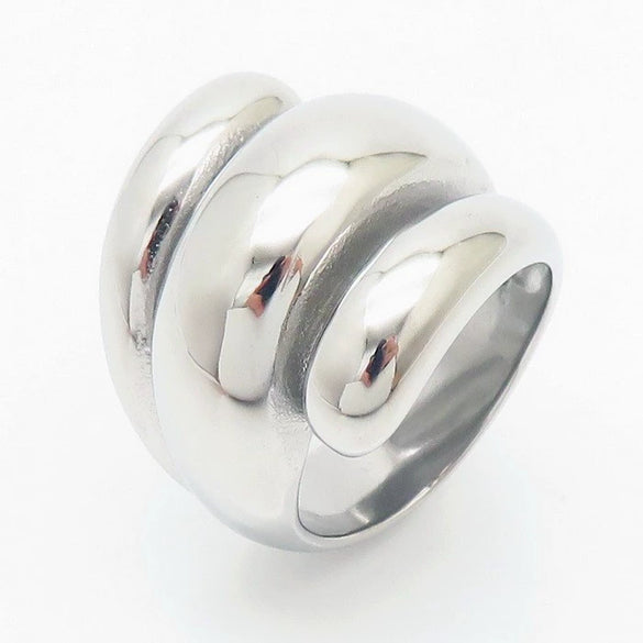 Finger Ring Titanium Steel Geometric Polishing