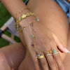 Fingerless Bracelet Stainless Steel Colorful Natural Stone Flower Pattern Electroplated Highend Hand Jewelry