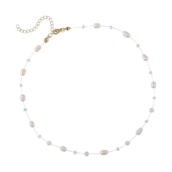 Fishing Line Pearl Necklace With Geometric Design For Women