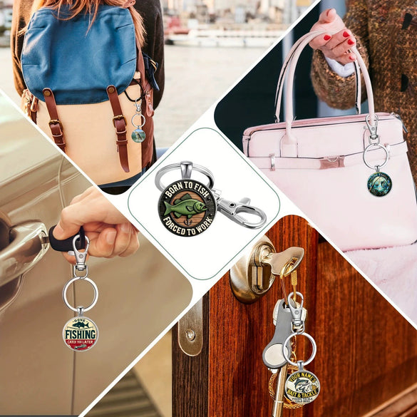 Fishing Lover Keychain Pendant In Zinc Alloy With Modern Simplicity Style