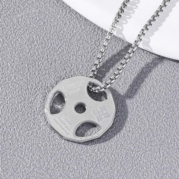 Fitness Dumbbell Pendant Necklace Geometric Pattern Titanium Steel Stainless Steel Electroplating Unisex Versatile