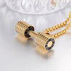 Fitness Weightlifting Dumbbell Stainless Steel Casting Pendant Necklace For Men