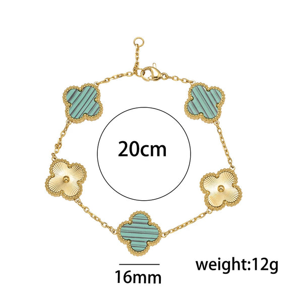 Fiveflower Laser Clover Bracelet For Women Titanium Steel 18K Real Gold Thick Electroplated In Vacuum Furnace
