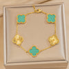 Fiveflower Laser Clover Bracelet For Women Titanium Steel 18K Real Gold Thick Electroplated In Vacuum Furnace