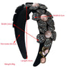 Flannel Headband With Three Dimensional Flower Glass Diamond Tassel For Women