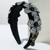 Flannel Headband With Three Dimensional Flower Glass Diamond Tassel For Women