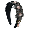 Flannel Headband With Three Dimensional Flower Glass Diamond Tassel For Women