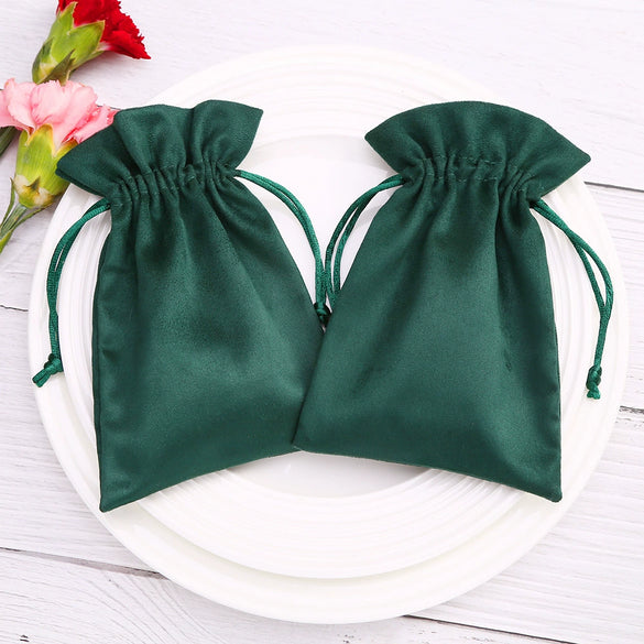 Flannel Jewelry Bag Bundle With Pocket And Drawstring For Storage