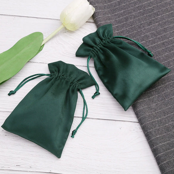 Flannel Jewelry Bag Bundle With Pocket And Drawstring For Storage