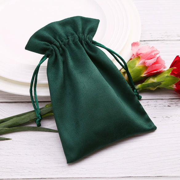 Flannel Jewelry Bag Bundle With Pocket And Drawstring For Storage