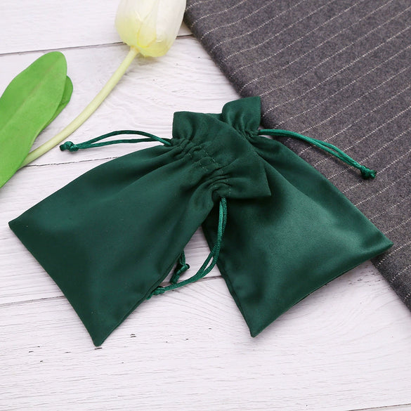 Flannel Jewelry Bag Bundle With Pocket And Drawstring For Storage