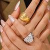 Flash Diamond Wide Face Ring Titanium Steel Plated 18K Gold Bubble Round Geometric Design Electroplated Women's Hand Jewelry