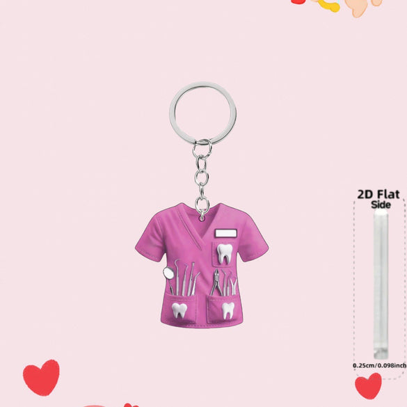 Flat Nurse Uniform Shape Acrylic Car Pendant Christmas Tree Decoration Flat Keychain Jewelry Pendant