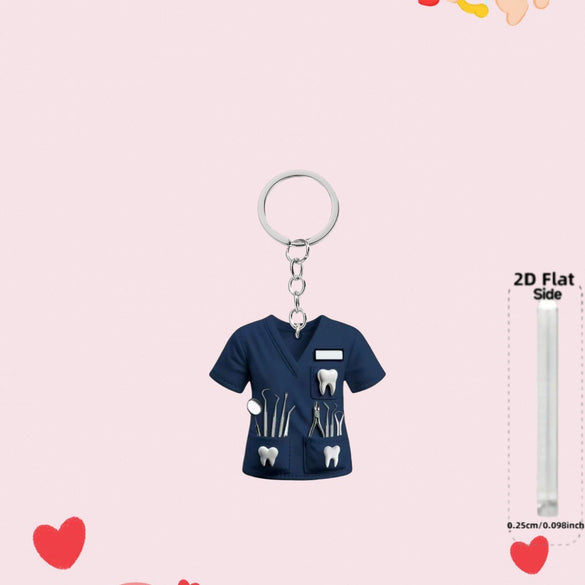 Flat Nurse Uniform Shape Acrylic Car Pendant Christmas Tree Decoration Flat Keychain Jewelry Pendant