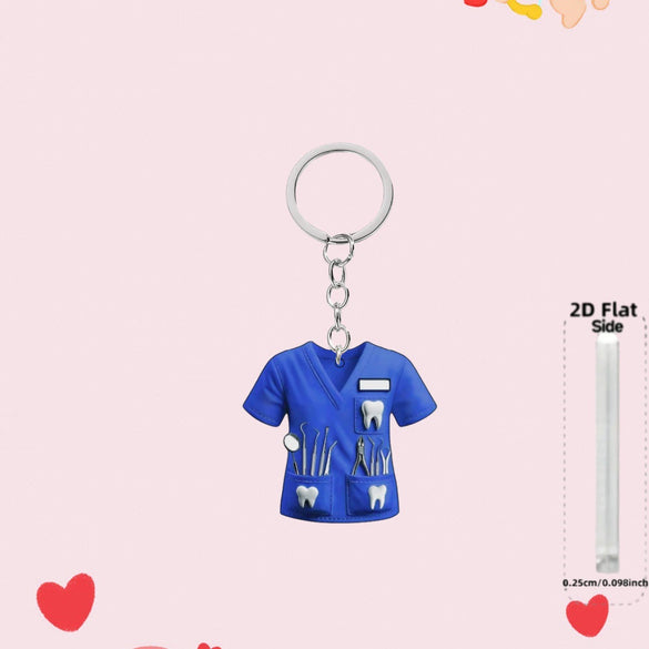 Flat Nurse Uniform Shape Acrylic Car Pendant Christmas Tree Decoration Flat Keychain Jewelry Pendant