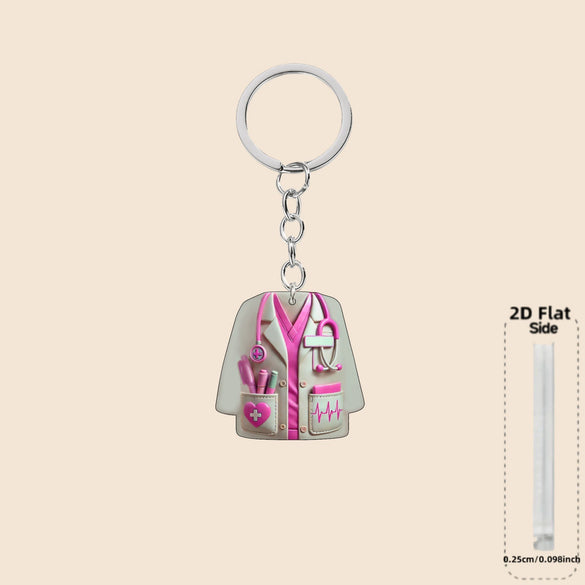 Flat Nurse Uniform Shape Acrylic Car Pendant Christmas Tree Decoration Flat Keychain Jewelry Pendant