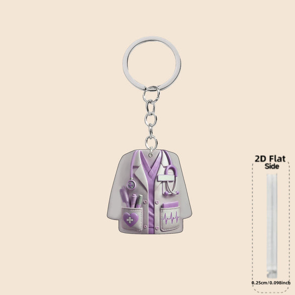 Flat Nurse Uniform Shape Acrylic Car Pendant Christmas Tree Decoration Flat Keychain Jewelry Pendant