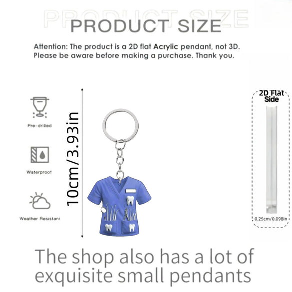 Flat Nurse Uniform Shape Acrylic Car Pendant Christmas Tree Decoration Flat Keychain Jewelry Pendant