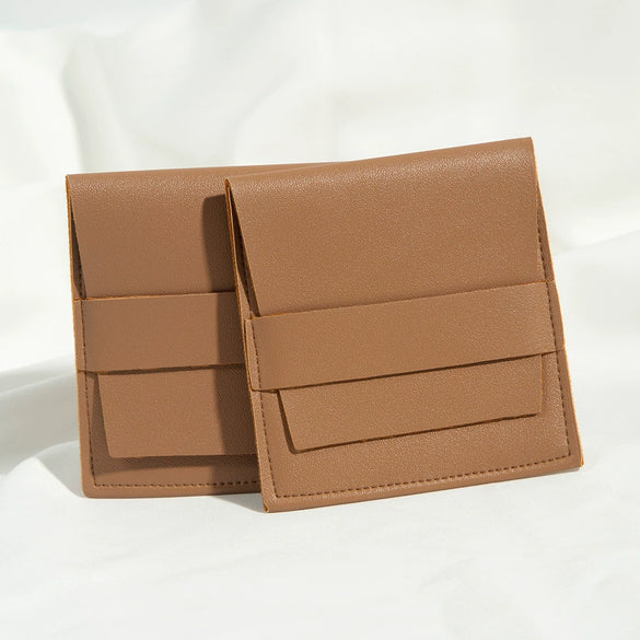 Flip Gift Imitation Leather Pu Jewelry Packaging Bag Thermal Transfer Printing For Necklace Ring Storage