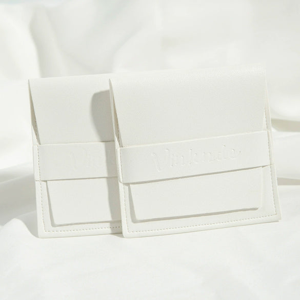 Flip Gift Imitation Leather Pu Jewelry Packaging Bag Thermal Transfer Printing For Necklace Ring Storage