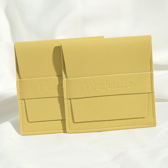Flip Gift Imitation Leather Pu Jewelry Packaging Bag Thermal Transfer Printing For Necklace Ring Storage