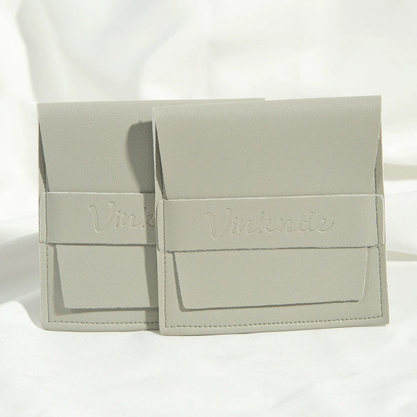 Flip Gift Imitation Leather Pu Jewelry Packaging Bag Thermal Transfer Printing For Necklace Ring Storage