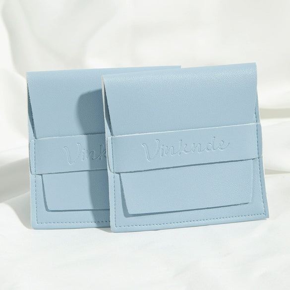 Flip Gift Imitation Leather Pu Jewelry Packaging Bag Thermal Transfer Printing For Necklace Ring Storage