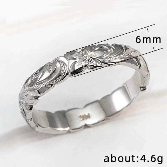 Floating Carved Rose Copper Ring With 14K Gold Plated Electroplating For Women