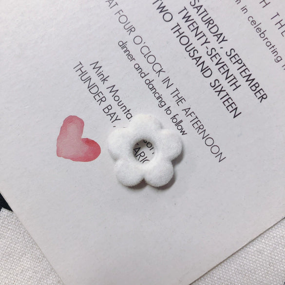 Flocked Velvet Fivepetal Flower Throughhole Beads Jewelry Earrings Nail Accessories Material Retro Style
