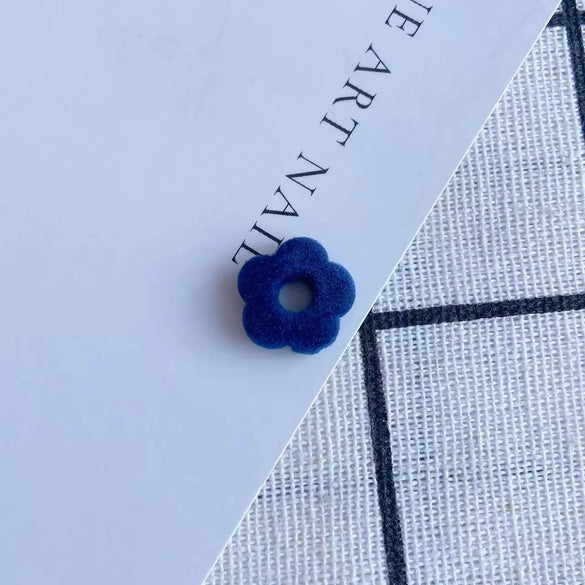 Flocked Velvet Fivepetal Flower Throughhole Beads Jewelry Earrings Nail Accessories Material Retro Style