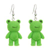Flocking Resin Frog Pendant Earrings Cute Cartoon Animal Design With Electroplating