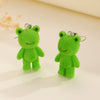 Flocking Resin Frog Pendant Earrings Cute Cartoon Animal Design With Electroplating