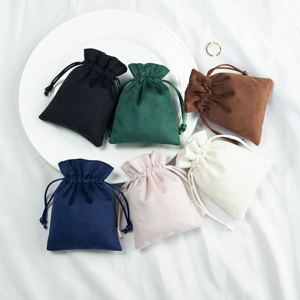 Flocking Velvet Jewelry Storage Bag Drawstring Small Corset Pocket Text Play