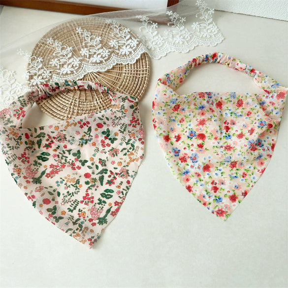 Floral Chiffon Geometric Triangle Scarf And Hair Band Women's Hair Accessories