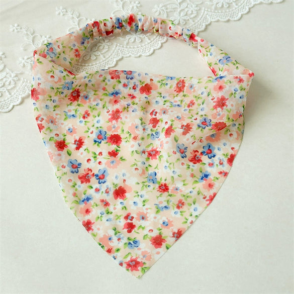 Floral Chiffon Geometric Triangle Scarf And Hair Band Women's Hair Accessories