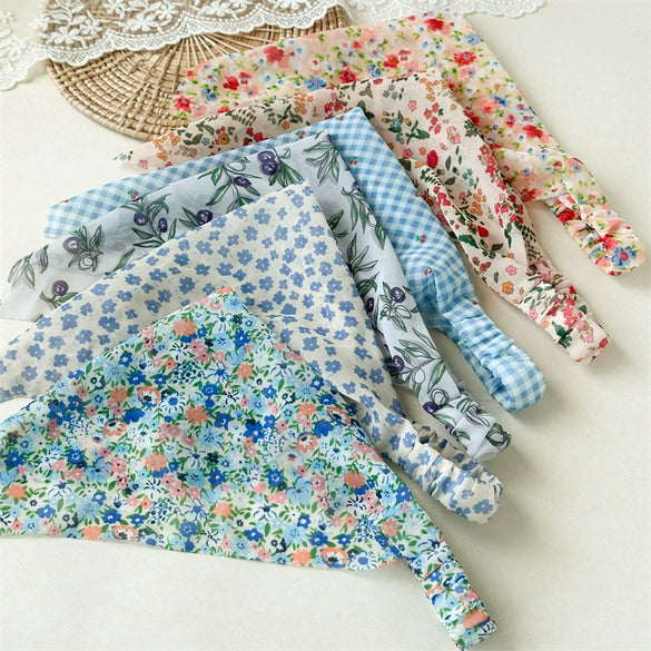 Floral Chiffon Geometric Triangle Scarf And Hair Band Women's Hair Accessories