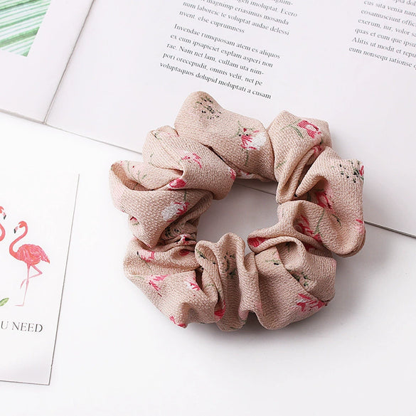 Floral Chiffon Scrunchie Hair Tie Handmade Highelastic Fabric Hair Accessory Wholesale